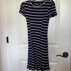 Forever 21 Navy Blue & White Striped Dress